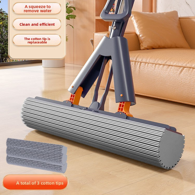 Double-fold rubber-coated mop for floor cleaning
