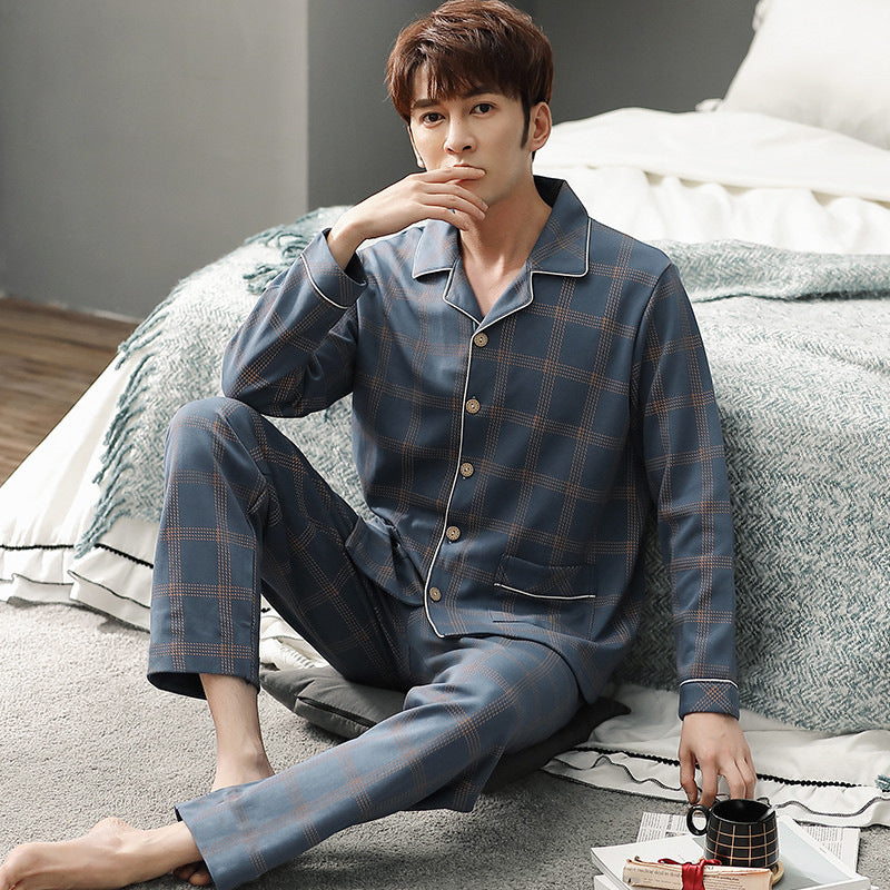 Men's long-sleeved long-pants pajamas