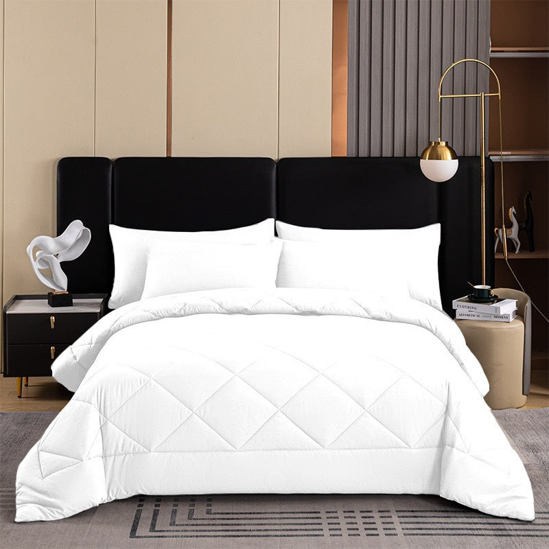 Brushed Solid-Color Quilted Bedding Set (3-Piece)