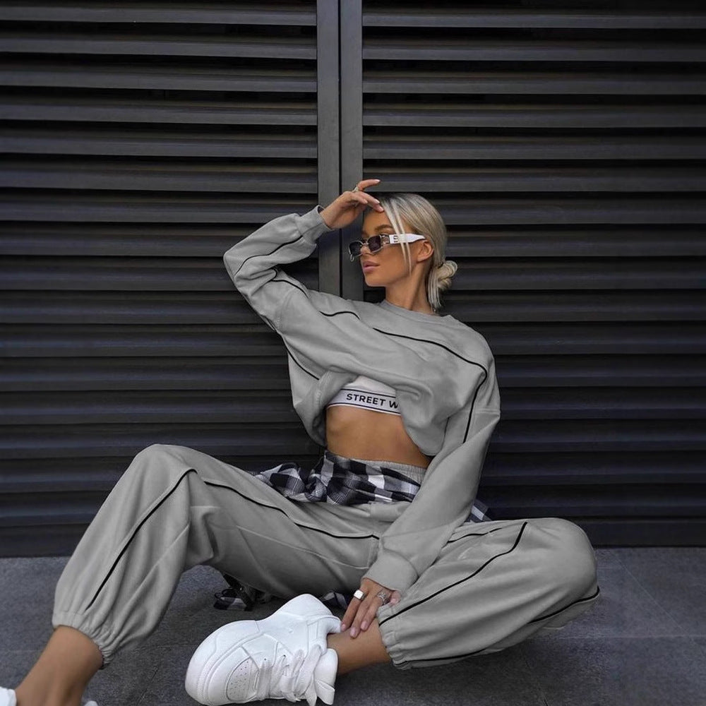 Women's Streetwear Long Sleeve Sweatshirt and Trousers