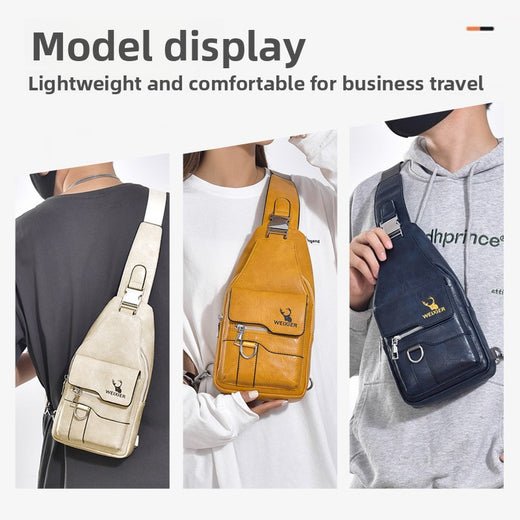 Retro Waterproof Mens Chest Crossbody Bag