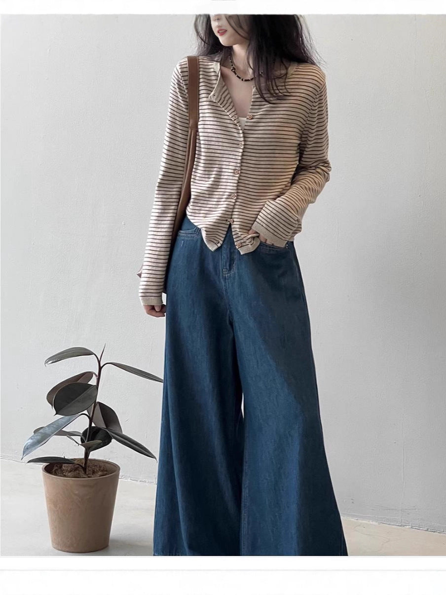 Striped Knitted Cardigan Jacket Women's Spring and Autumn New