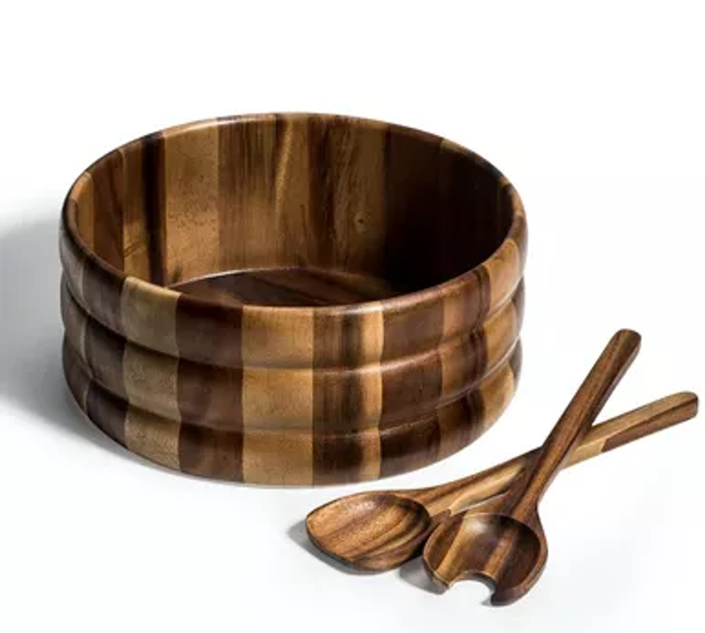 Kalmar Home Acacia X-Large Salad Bowl with Servers