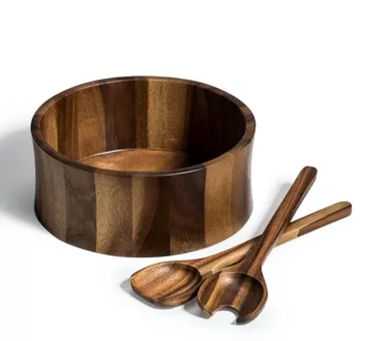 Kalmar Home Acacia Wood Salad Bowl with Servers