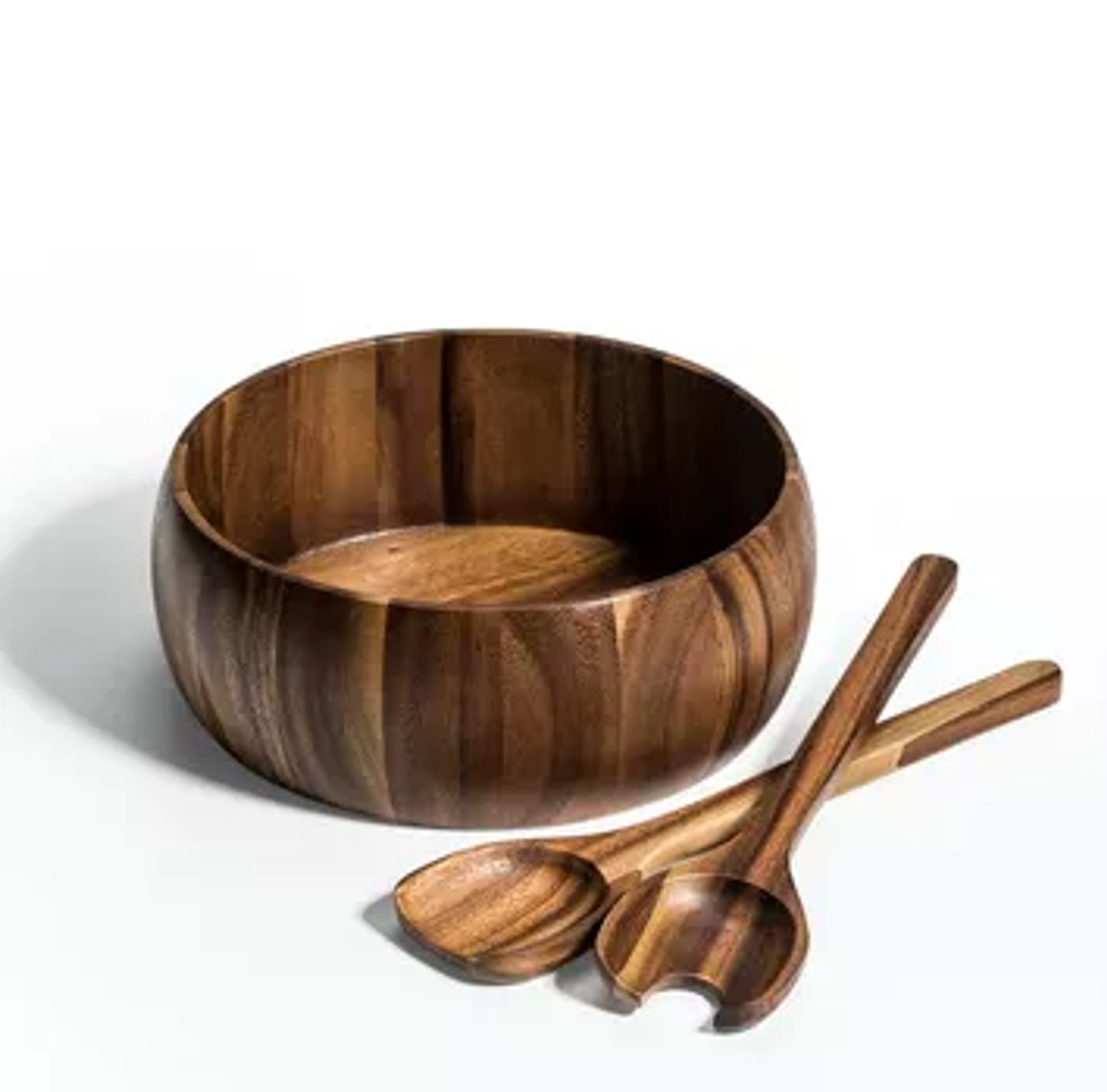 Kalmar Home Acacia Wood Salad Bowl with Servers