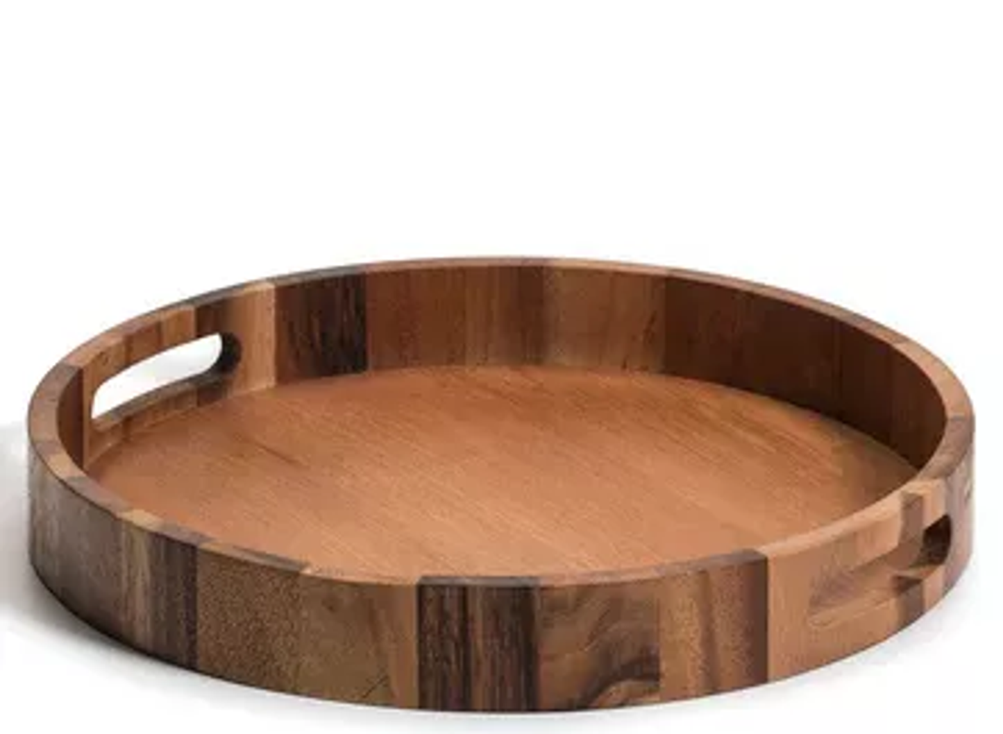 Kalmar Home Acacia Wood 15-Inch Round Serving Tray
