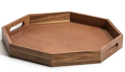 Kalmar Home Acacia Wood Octagon Serving Tray
