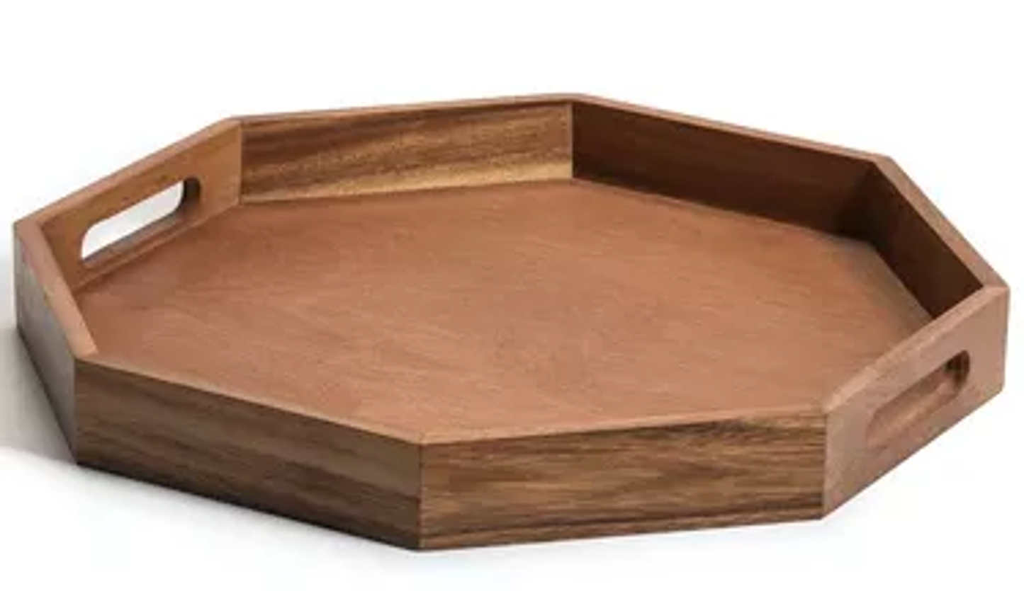 Kalmar Home Acacia Wood Octagon Serving Tray
