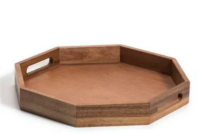 Kalmar Home Acacia Wood Octagon Serving Tray
