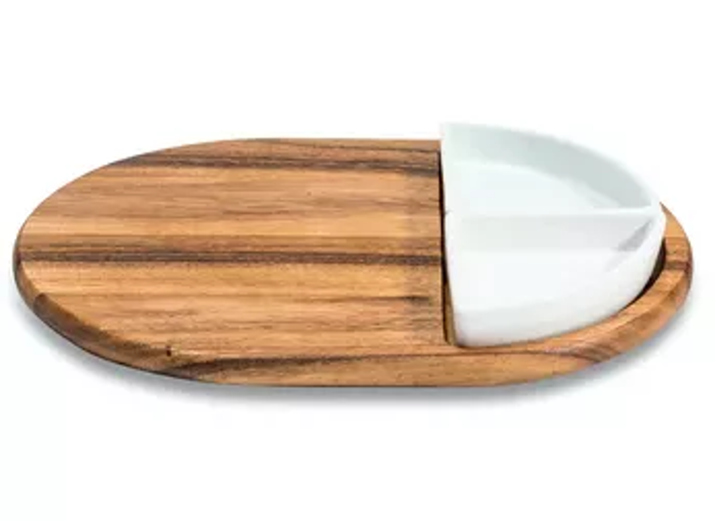 Kalmar Home Acacia Charcuterie Serving Tray with Ceramic Bowls