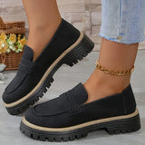 Womens Platform Loafers British Style Casual Shoes