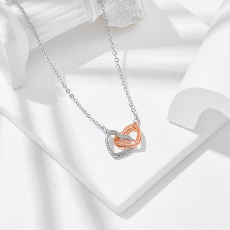 Simple Two Color Heart Buckle Stainless Steel Necklace for Women Elegant Daily Jewelry Gift