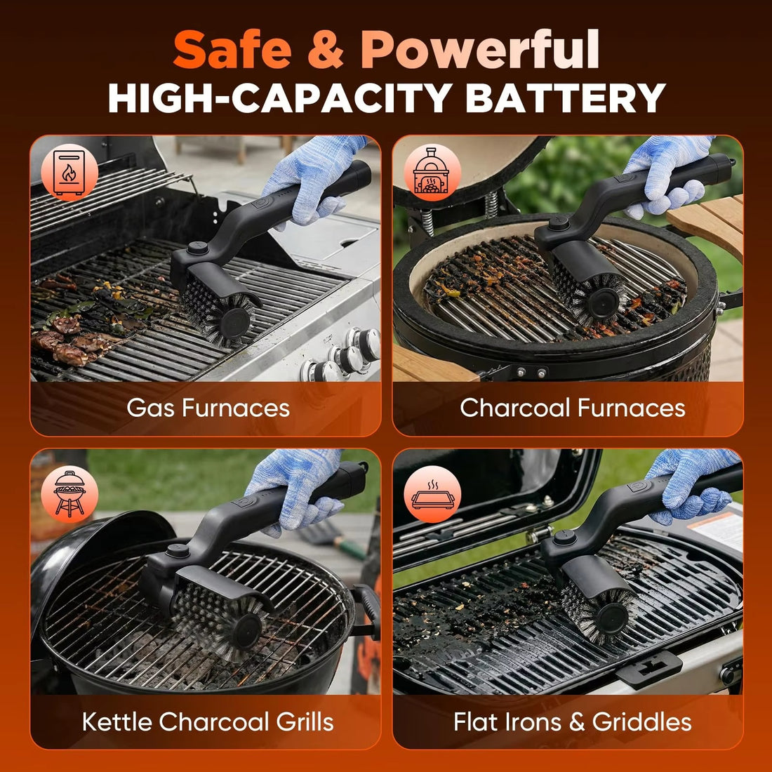 Grill brush cleaning grill