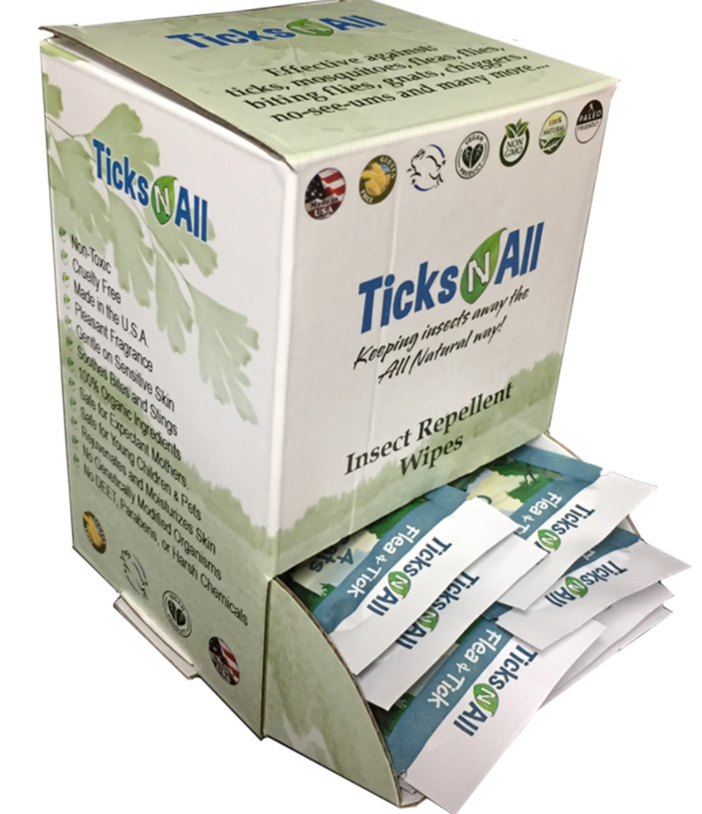 Ticks-N-All All Natural Flea & Tick Wipes for Cats, 10 Count