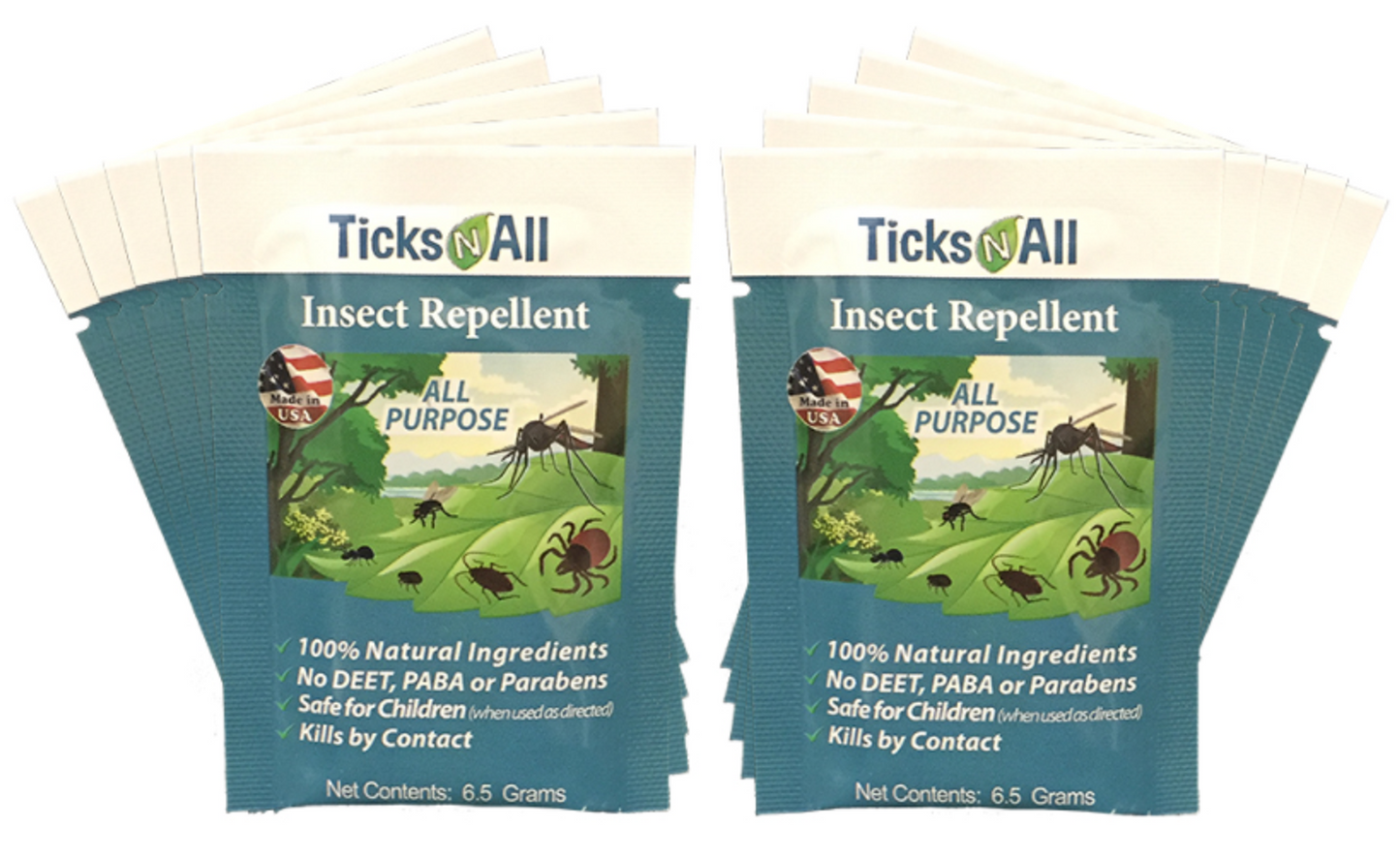 Ticks-N-All All Purpose Insect Repellent Wipes