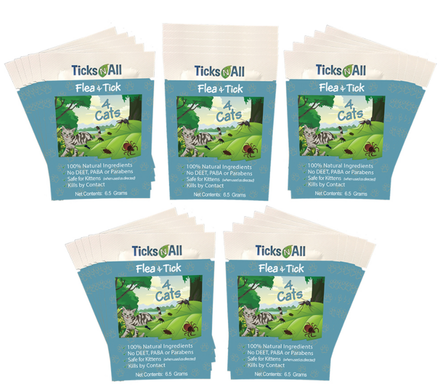 Ticks-N-All All Natural Flea & Tick Wipes for Cats, 10 Count