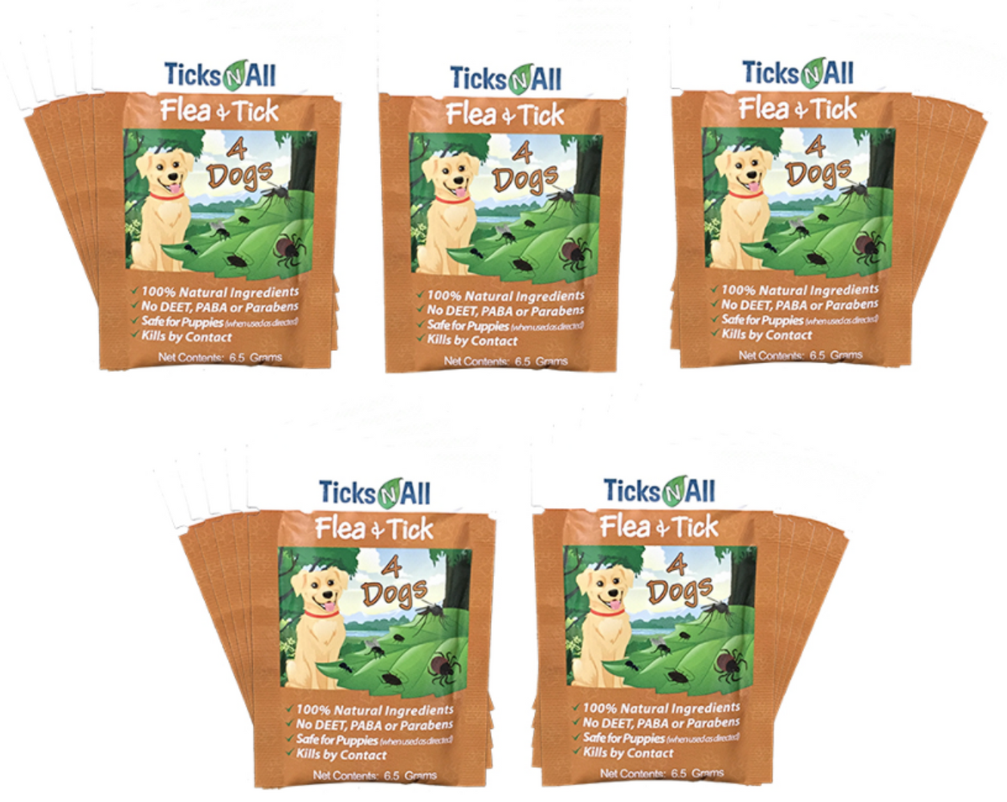 Ticks-N-All All Natural Flea & Tick Wipes for Dogs, 10 Count