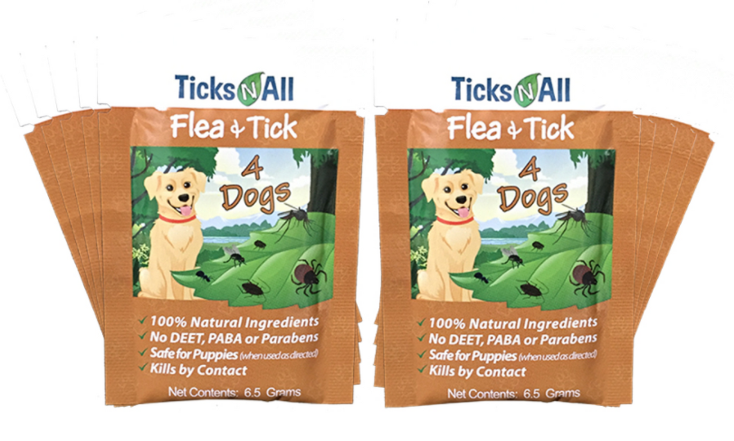 Ticks-N-All All Natural Flea & Tick Wipes for Dogs, 10 Count