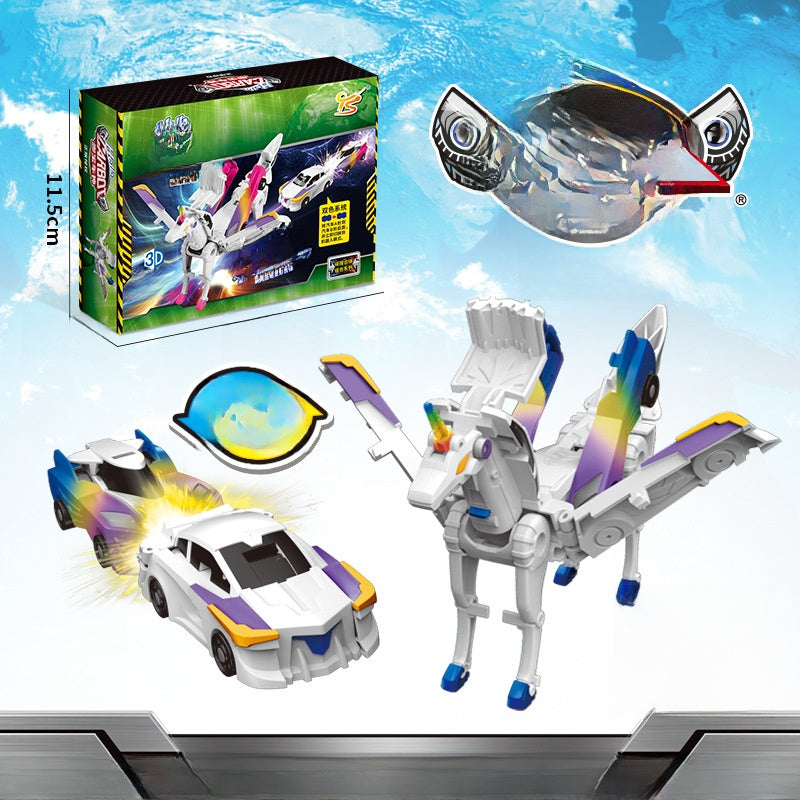 Winged Pegasus Transformable Toy with Magnetic Collision Feature