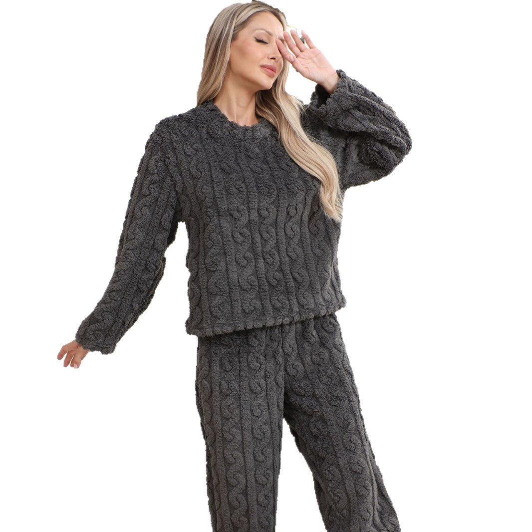 Casual Solid Ribbed Pajamas