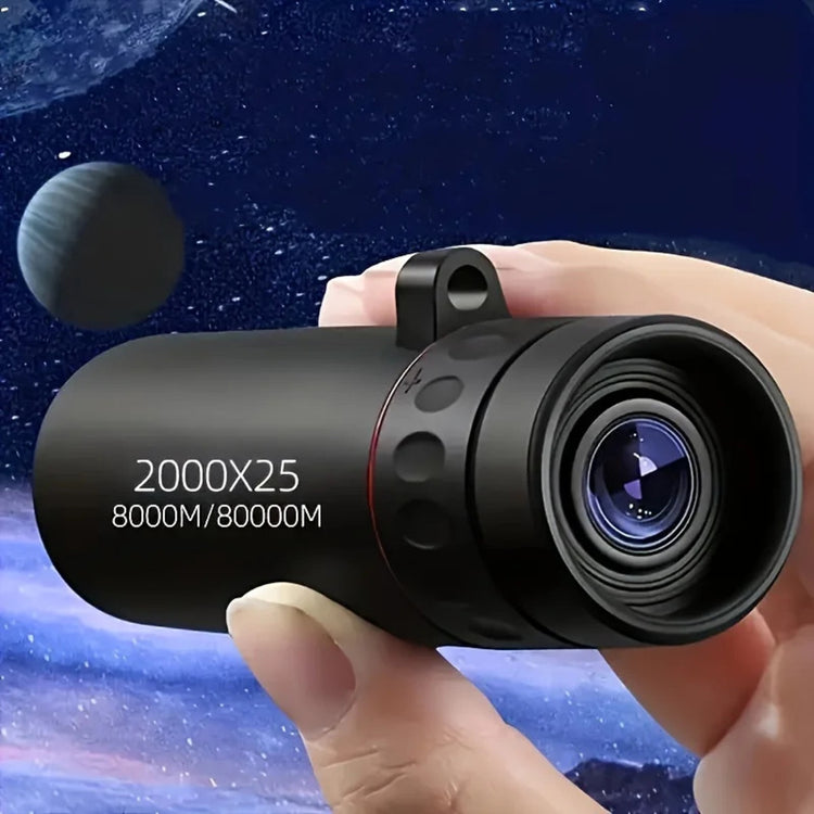 Monocular telescope with phone holder, front view