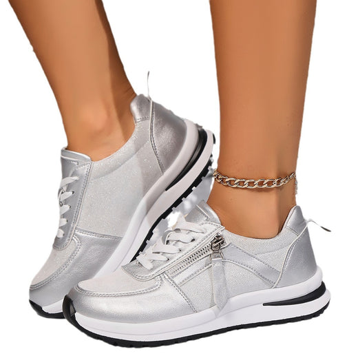 Foreign Trade Shoes Women's 2024 Summer New European and American Cross-border plus size Flat Bottom Round Head Solid Color Front Lace-up Women's Shoes