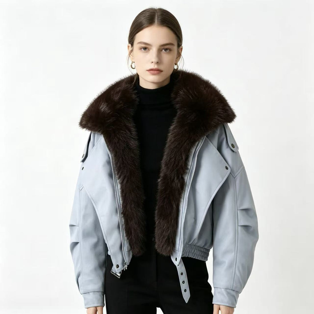 Women's Thickened Cotton Coat with Removable Fur Collar