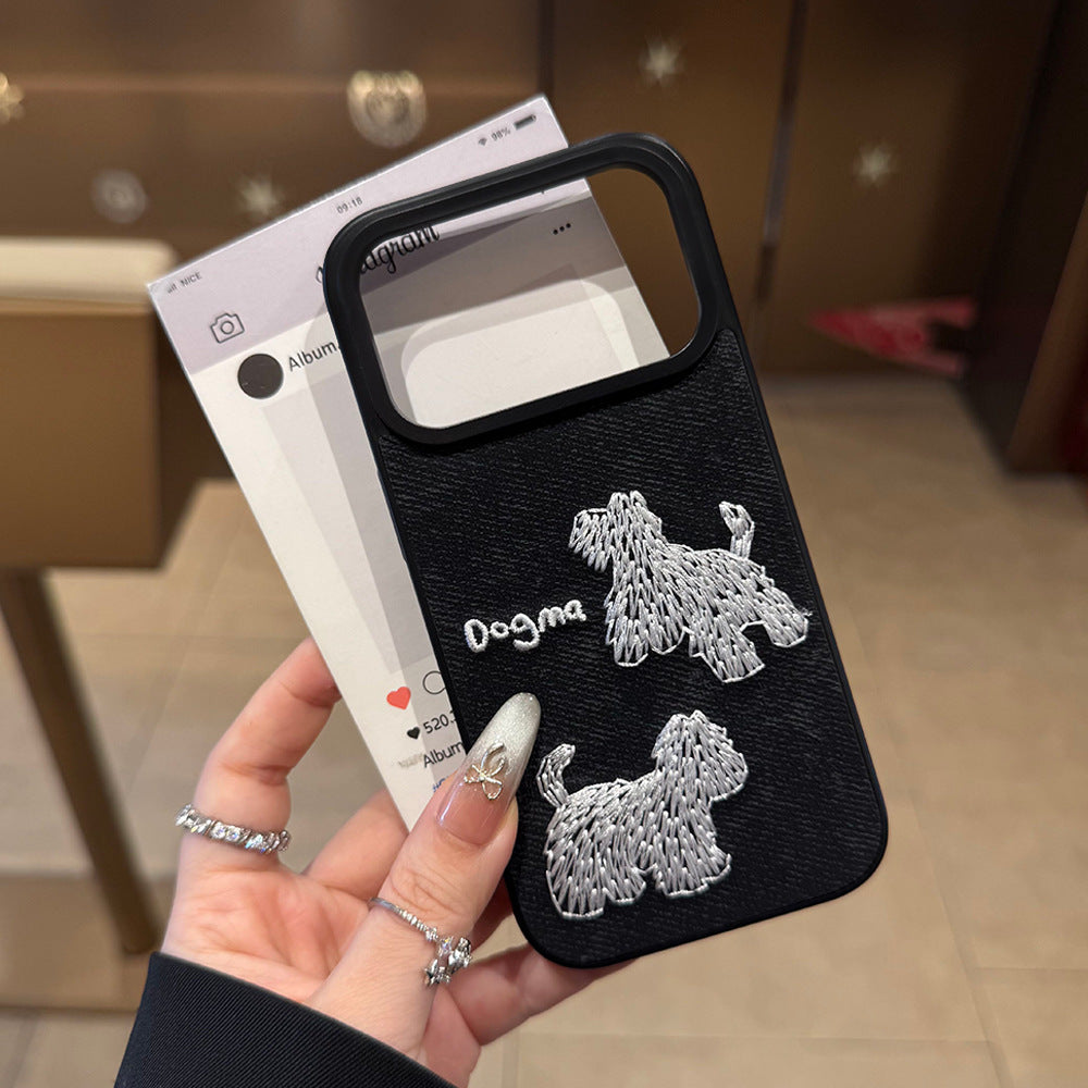 Ins Style Embroidered TPU Shockproof Protective Cover for iPhone