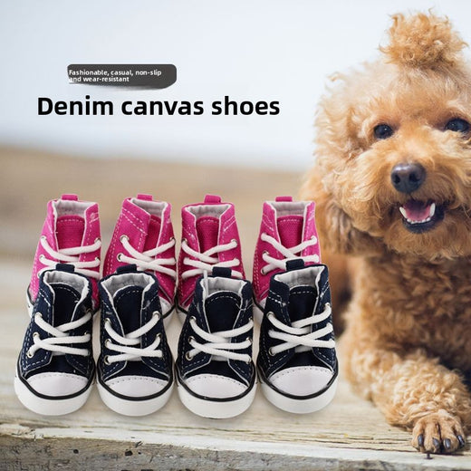 Denim Pet Dog Shoes Anti Slip Comfortable
