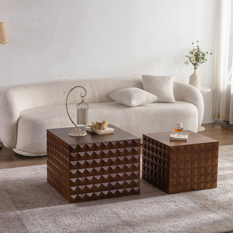 Medieval Style Square Wooden Coffee Table