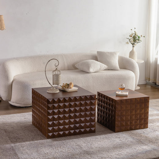 Medieval Style Square Wooden Coffee Table