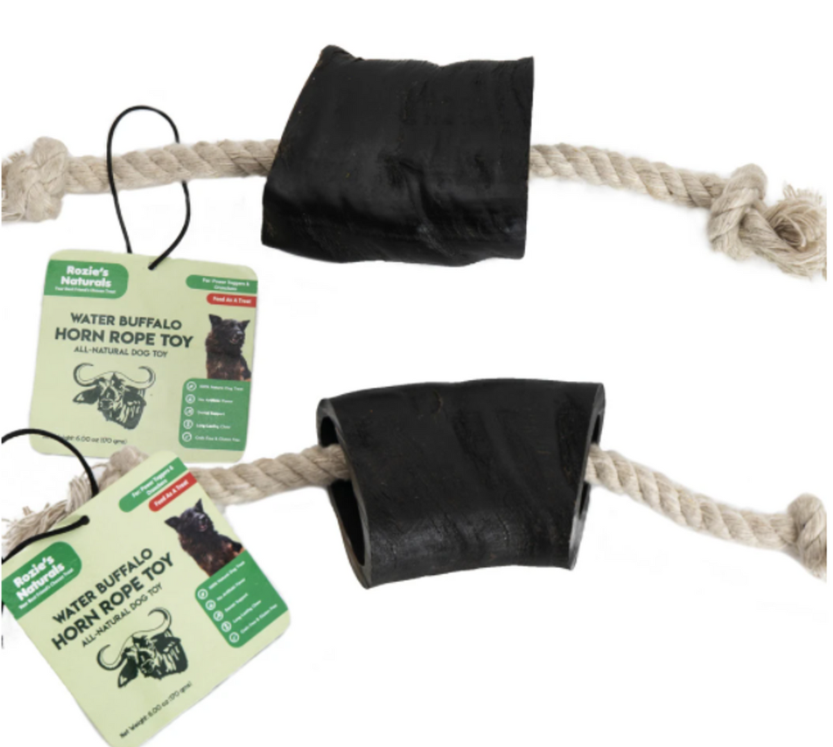 Water Buffalo Horn Rope Tug Dog Toy - 2 Count