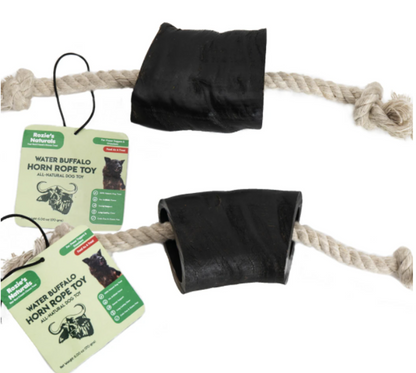 Water Buffalo Horn Rope Tug Dog Toy - 2 Count