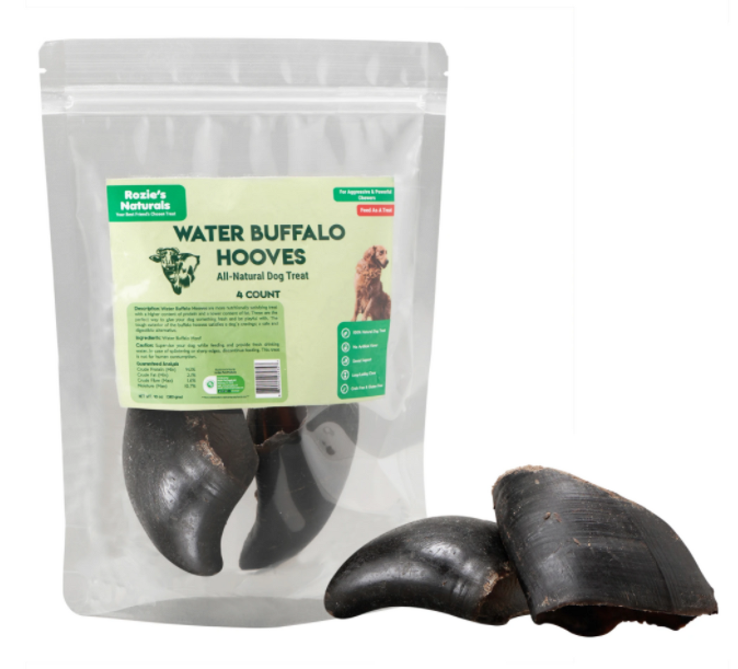 Water Buffalo Hooves Dog Chews - 4 Count