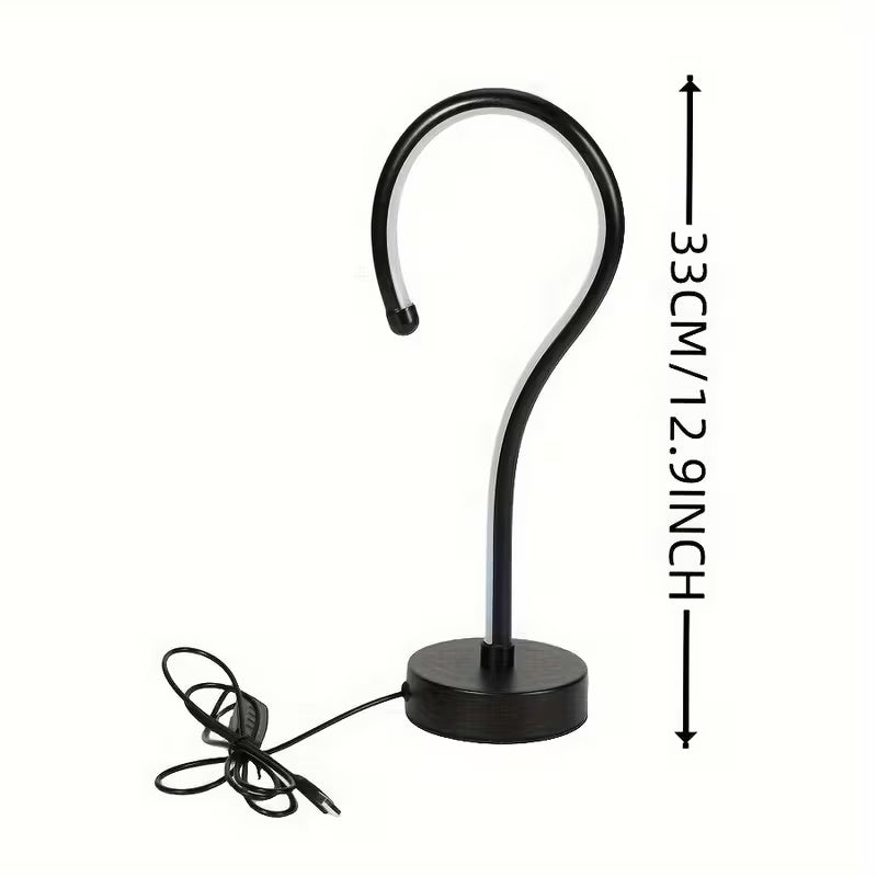 Black question mark lamp with 33 cm height dimension