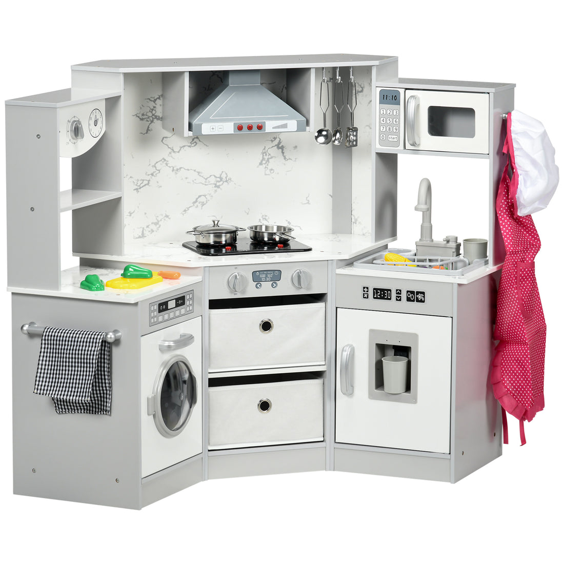 Interactive toy kitchen lights and burners
