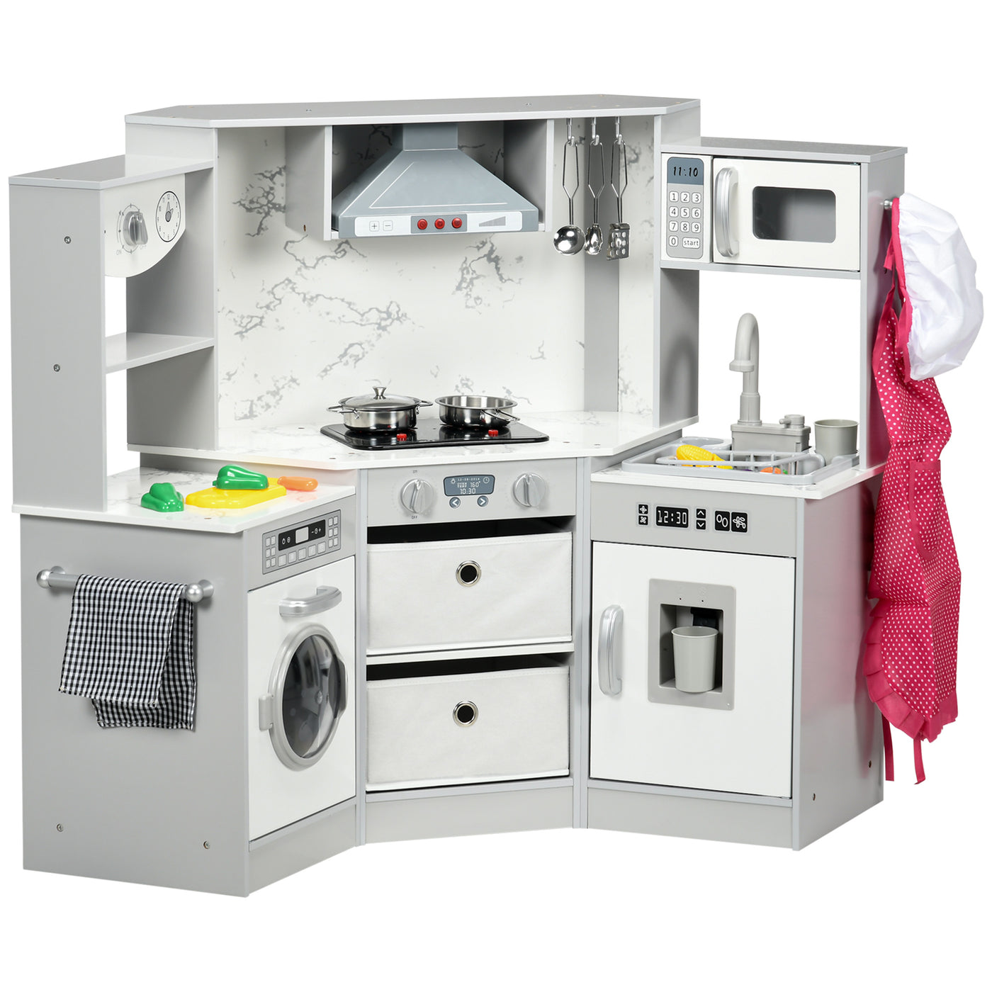 Interactive toy kitchen lights and burners