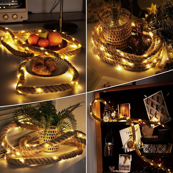 solar hemp rope light string Decor product image 2