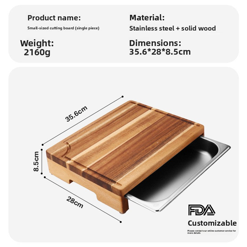 Wood Mosaic Cutting Board with Drawer