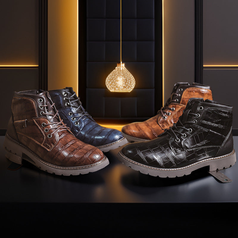 Mens Vintage Side Zip Leather Boots