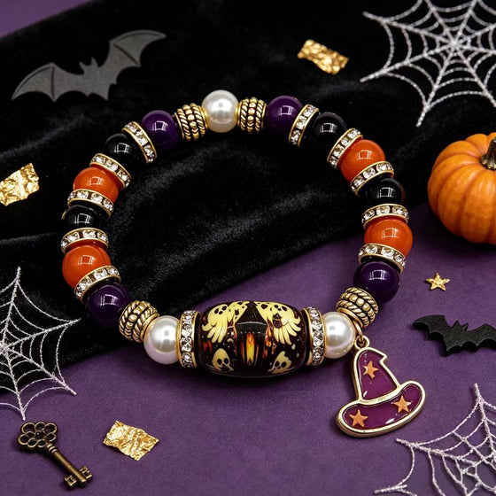 Halloween Beaded Bracelet Pumpkin Witch Accessories