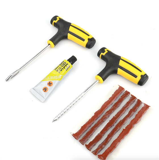 Tire repair tools with rubber cement tube