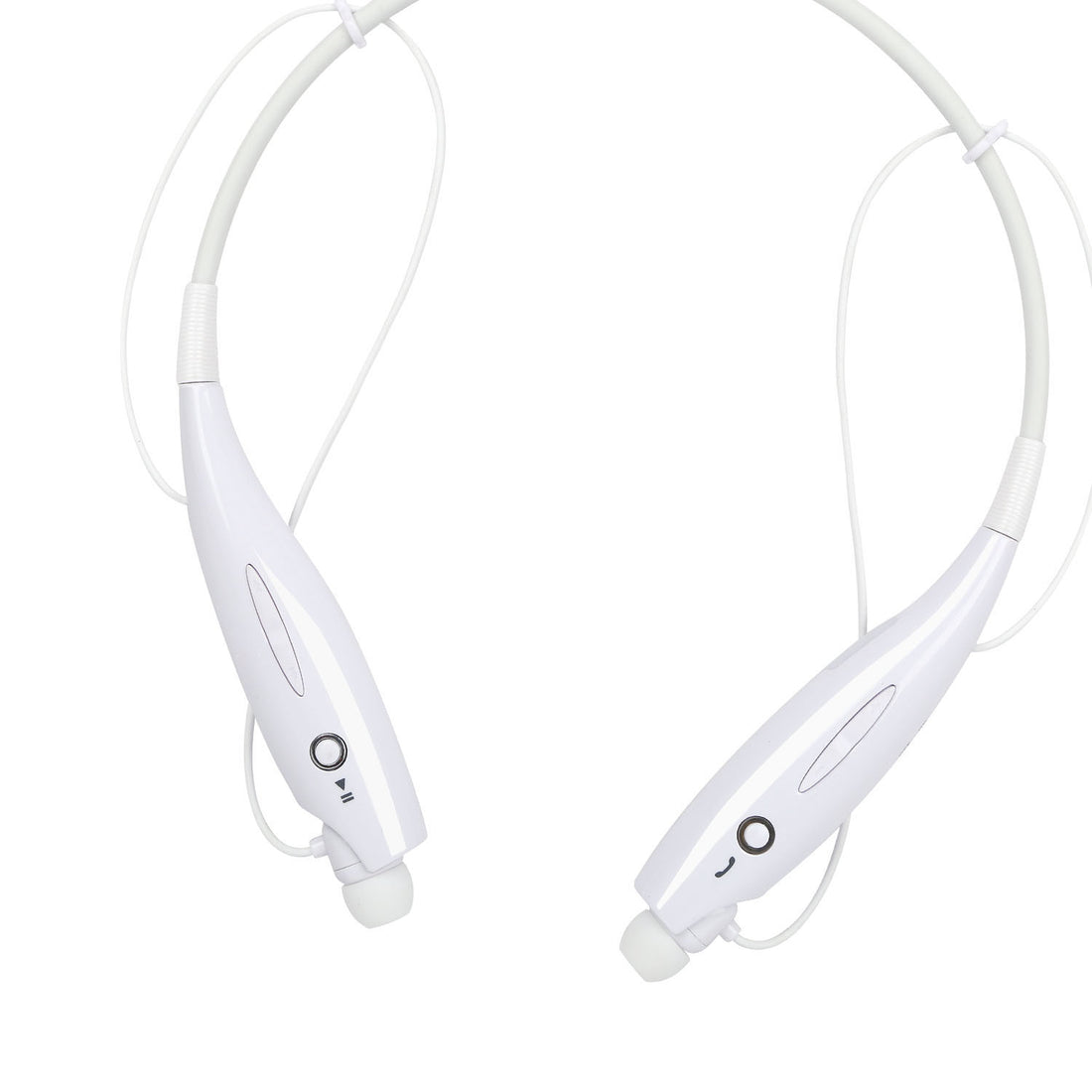 White Bluetooth neckband headphones