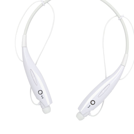 White Bluetooth neckband headphones