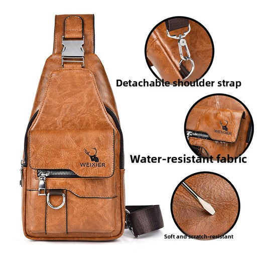 Retro Waterproof Mens Chest Crossbody Bag