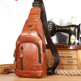 Mens Genuine Leather Crossbody Bag Outdoor Casual Chest Bag