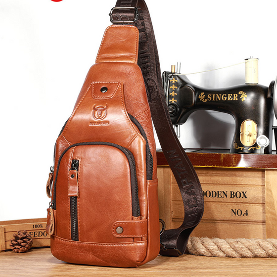 Mens Genuine Leather Crossbody Bag Outdoor Casual Chest Bag product image 5