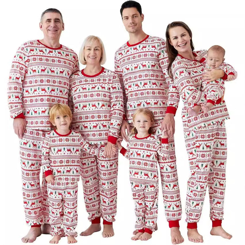 Family Matching Christmas Pajamas Set Soft Cotton Leisure Home Wear