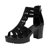 Women Soft Sole Solid Color High Heel Sandals