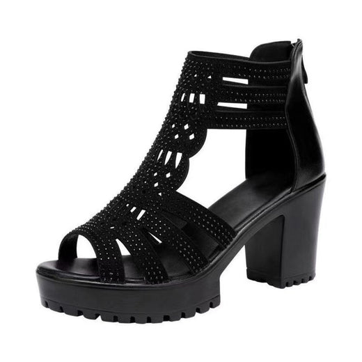 Women Soft Sole Solid Color High Heel Sandals